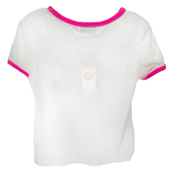 Wildfox NWT Thinking About The Gym Contrast Trim Boxy T-Shirt White Pink Red XS - Picture 3 of 8